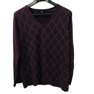 Tommy Hilfiger Purple￼ Women’s sweater diamond pattern size XL.       S 181￼